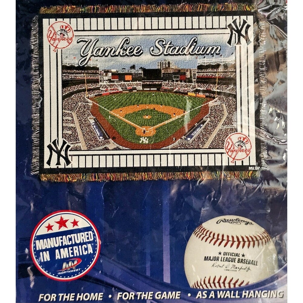 NEW YORK YANKEES MLB Woven Tapestry Throw Blanket Stadium 60x48 USA LICENSED!